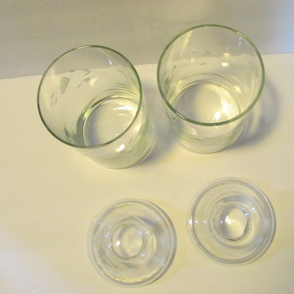 set vtg clear glass etched tall apothecary jars ball shaped lids grandmacore - Picture 12 of 13
